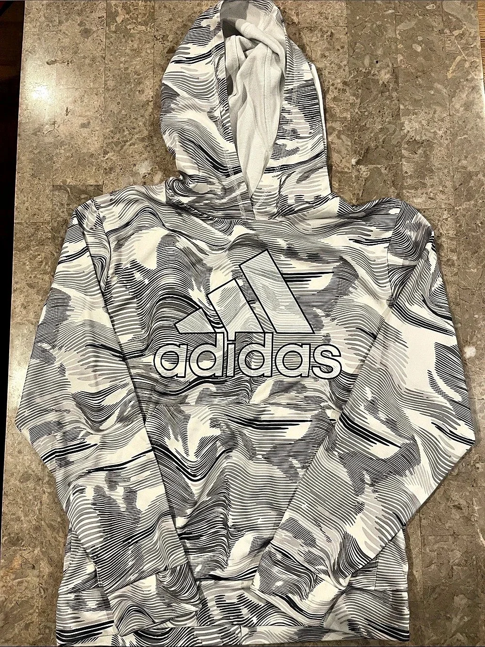 adidas Abstract Print Hoodie White & Black XL Like New Blokecore